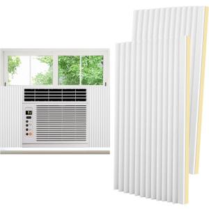 Window Air Conditioner Foam Insulation Side Panels, AC Side Panels Insulation Kit with U Shape Frames and Adhesive Tapes Insulates Winter Cold and Summer Heat, 17" H x 9" W x 7/8" T, 2 Pack, White