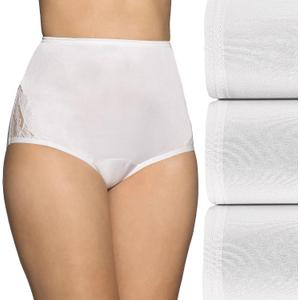 Vanity Fair Women's High Waisted Underwear, Full Coverage Ladies Panties, Perfectly Yours Briefs (5, Nylon Lace - Star White/Star White/Star White)