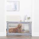 Carlson Extra Wide Gray Mesh Expandable Pet Gate with Small Pet Door, Mesh, Includes Rubber Bumpers, Doors and Hallways