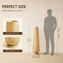 MIXL-Farmhouse Style Bamboo Floor Lamp,Large Wicker Indoor Floor Light,Boho Standing Light Plug in,Modern Minimalist Standing Lamp for Living Room Bedroom