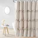Camel Ruffle Shower Curtain, Vintage Handcrafted Bow Tie Ruched Microfiber Bath Curtain for Master Bathroom with 12 Buttonholes, 72" W x 72" H (LQ-10)