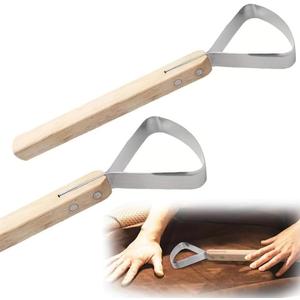 2Pcs Pelt Scraper Fleshing Tool for Hides Stainless Steel Scraper Flesher Tanning Tools Working Kit