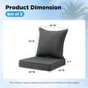 Outdoor Deep Seat & Back Cushion Set (2-Pack), 24 x 24 Inch Water Repellent and Fade Resistant Patio Furniture with Removable Cover for Outside Sofa Couch, Charcoal