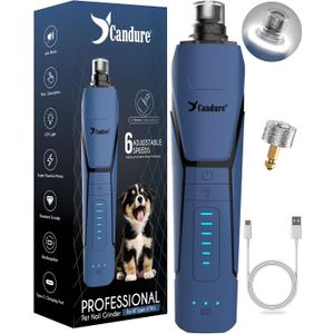 Candure Dog Nail Clipper with LED Light - Illuminates Nail Bloodline for Safer Trimming, Sharp Blade for Thick Nails - Grooming Tool with Nail File (All Size Pets, Dark Blue)