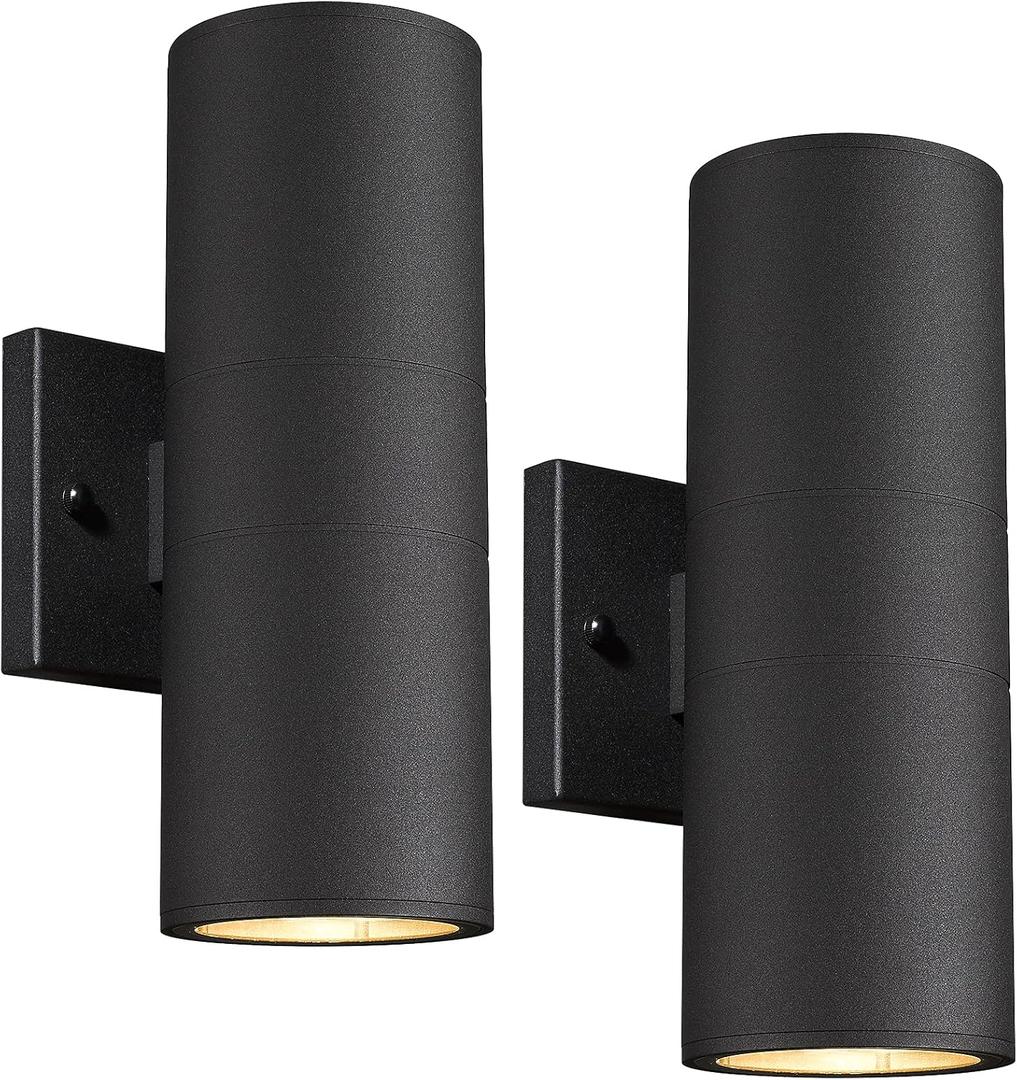 Ken & Ricky Outdoor Wall Sconce Lights, Black Exterior Lighting Fixtures, Outside Porch Lights Outdoor Wall Light Fixtures for House Garage Front Door Patio -2 Pack
