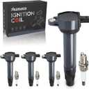 Ignition Coil Packs UF557 & Double Iridium Spark Plugs Compatible with Jeep Patriot Compass Dodge Avenger Caliber Journey Chrysler 200 Sebring 1.8L, 2.0L, 2.4L Replaces C1587, 5C1644