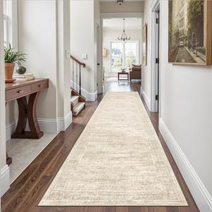 Amazon.com: Soalmost Runner Rug 2'6" x 14' Washable Non-Slip Runner Rugs for Kitchen Bathroom Laundry Room Vintage Ultra Thin Runners for Hallway Entryway Beige : Home & Kitchen