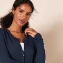 Amazon Essentials Women's Lightweight Crewneck Cardigan Sweater (Available in Plus Size) (Medium, Navy)
