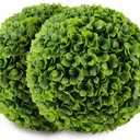 Sunnyglade 2 PCS 15.7 inch 3 Layers Artificial Plant Topiary Ball Faux Boxwood Decorative Balls for Backyard, Balcony,Garden, Wedding and Home Dcor (Green)