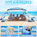 Beach Cabana with 6-Corner, 8'8' UPF50+ Beach Canopy, Adjustable Height Beach Tent Sun Shelter, Cool Cabana Beach Tent with Removable Side Wall, Beach Shade for Garden, Camping (Blue White Stripes)