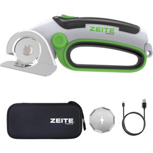ZEITE 4V Cordless Electric Scissors Cardboard Cutter with 1 x Replace Blade,1 x Storage Box,1 x USB Rechargeable Cable Rotary Cutter for Box Plastic Carpet Cloth, Easy to Hold and Safety, Gray