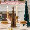 9 Pcs Paper Christmas Tree with Hanging Honeycomb Ornaments, Including 2 Pcs Mini Honeycomb Reindeers, Christmas Honeycomb Decorations for Xmas Home Decor Indoor and Table Centerpiece (Brown&green&pink)