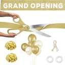 Deluxe Grand Opening Ribbon Cutting Ceremony Kit - 25" Giant Scissors with Gold Satin Ribbon, Banner, Bows, Balloons & More