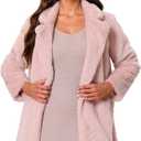 Allegra K Women's Faux Fur Coat Lapel Warm Overcoat Winter Open Front Casual Long Fluffy Jackets,XS