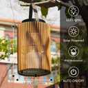 2 Pack Solar Lanterns Outdoor Waterproof, Cylindrical Shape Solar Lantern with Handle, Hand-Wound Outdoor Lantern Dusk to Dawn 6-8Hr, Hanging & Tabletop Decor for Garden/Patio