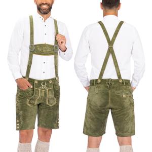 BAVARIA TRACHTEN Lederhosen Men Oktoberfest Costume, Genuine Leather German, Mushroom Brown Short, Green, White, Goat (36, Cow Suede - Green) BAVARIA TRACHTEN Lederhosen Men Oktoberfest Costume, Genuine Leather German, Mushroom Brown Short, Green, White, Goat (36, Cow Suede - Green)