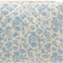 PAZIMIIK Quilted Makeup Bag Large Travel Zipper Soft Cosmetic Pouch for Women Girls Make Up,Little Flower Blue (1 PCS Pouch)