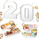 2025 Charcuterie Numbers Fillable, Cardboard Numbers for Charcuterie, Washable Tray Charcuterie Paper Box for Graduation Anniversary Birthday Party Decoration Chocolate Candy Cupcake, 10 Inch (White)