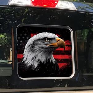 American Eagle Rear Middle Window Decal,Truck Back Center Sliding Window Vinyl Decal,American Flag Perforated Graphics Pickup Sticker,Patriotic Car Decoration Decals