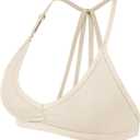 YEOREO Workout Sports Bras for Women Padded Strappy Open Back Gym Bra Light Impact Criss Cross Yoga Crop Top (Small)