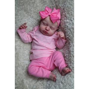 Pinky Reborn Baby Dolls Girl 20 Inch Soft Weighted Body Realistic Newborn Baby Dolls with Pink Clothes and Headwear Cute Lifelike Handmade Silicone Sleeping Doll