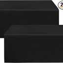 Fitted Black Tablecloths, 2 Pack Rectangle Table Cloths, Table Cover for Trade Show, Craft Show, Parties, Birthday, Wedding