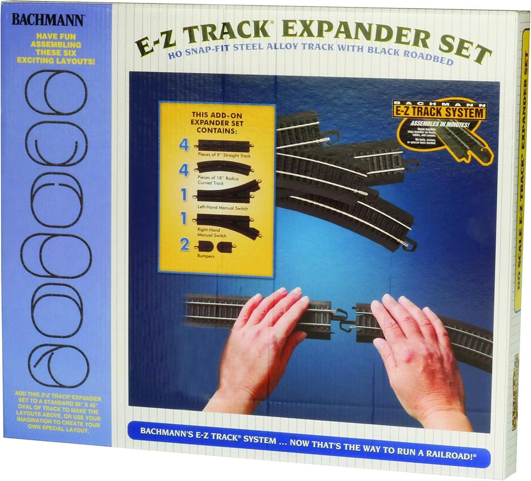 Bachmann Trains - Snap-Fit E-Z TRACK LAYOUT EXPANDER SET - STEEL ALLOY Rail With Black Roadbed - HO Scale