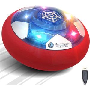 ActiveMVP Kids Toys Rechargeable Hover Soccer Ball with Red Blue 2 Motivational Wristbands - Indoor Soccer Game LED Light Up Kick Disc Foam Bumper - Gift for Toddlers Boys Girls Age 3 4 5 6 7 8 9 11+