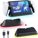 HONCAM Charging Stand for PlayStation Portal,PS Portal Stand with 7 RGB Light Modes, Portable Dock Station with Magnetic Connector and USB-C Charging Cable, Black