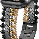 Adorve Beaded Bracelet Compatible with Apple Watch Bands for Women - 40mm 42mm 38mm 41mm 44mm 45mm 46mm 49mm Series 11/10/9/8/7/6/5/4/3/2/1/SE/Ultra, Dressy Handmade Strap Jewelry Metal iWatch Band