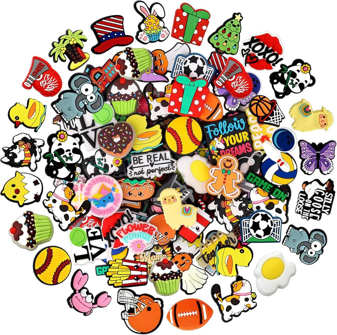60Pcs Silicone Focal Beads, Non-Repeat Bulk Focal Beads for Beadable Pens Keychains Bracelets Jewelry DIY Making Ideal for Class Party Favor Gifts