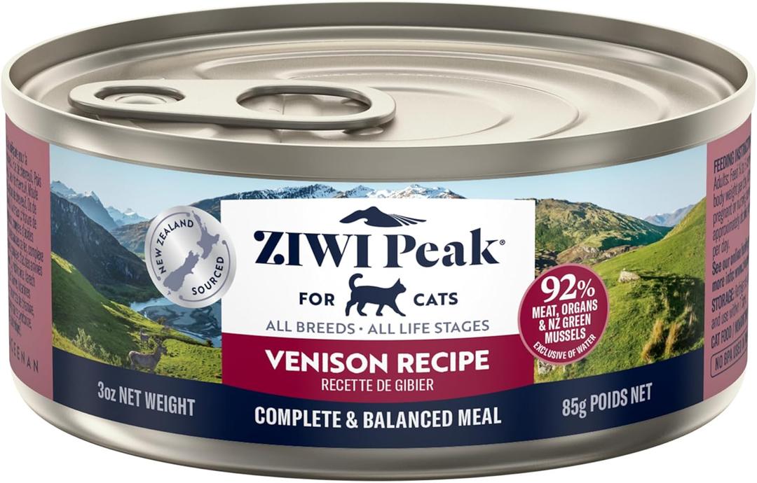 ZIWI Peak Wet Cat Food  All Natural, High Protein, Grain Free, Limited Ingredient, with Superfoods (Venison, Case of 24, 3oz Cans) (EXP 10/14/28)