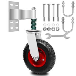 8 inch Fence Gate Wheel,Spring Loaded Heavy Duty Gate Caster Wheels for Metal Tube Gate,360 Degree Rotation 600 LBS Load Capacity with Screws & Spanner