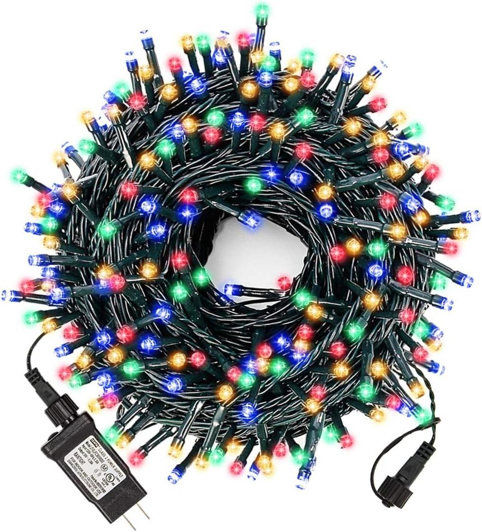 Bright Christmas Lights Outdoor 300 LED String Lights, 100ft Connectable 8 Modes Christmas String Lights Tree Lights for Home, Party, Holiday, Halloween Indoor Xmas Decorations Multicolor