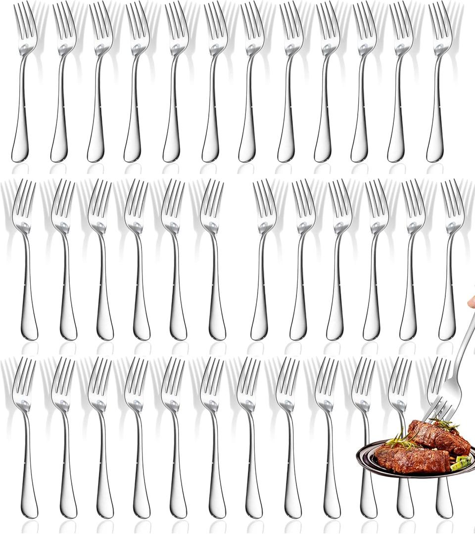Forks,Set of 30 Top Food Grade Stainless Steel Forks Silverware Set, Flatware Bulk,8 Inches, Mirror Polished & Dishwasher Safe, New Apartment Essentials (30pcs (Big Mac Sets-Gift Box))