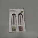 Gravity Electric Salt and Pepper Grinder Set, Adjustable Coarseness, Automatic Shakers Mill Grinder with LED Light, Upgraded Larger Capacity, One Hand Operated (Sliver 2 Pack)