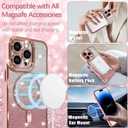 ZIYE Magnetic Case Designed for iPhone 14 Pro Glitter Case Luxury Plating Love Heart Compatible with MagSafe Clear Case with Camera Protector Protection Shockproof Cover for Women Girls-Pink