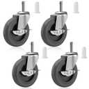 4 Inches Stem Caster Wheels, 7/16-Inch Stem Diameter Swivel Casters Set of 4 with Side Brake, Heavy Duty TPR Replacement Wheels for Utility Cart Rubbermaid Mop Bucket Shop Vac Weber Grills