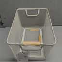 Basicwise Multipurpose Metal Mesh Basket w/Wooden Handle Storage Organizer for Kitchen Pantry Bathroom Cabinet Closet Countertop Fruit Holder Picnic Food and Beverages Carrier and Home Decor, Medium