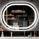 Hiefcce 48"x36" Oval LED Mirror for Bathroom,Lighted Bathroom Vanity Mirror with Lights - Anti-Fog,Front Light and Backlit, Dimmable, 3 Colors,Mirror with Touch Sensor,Espejos para Baños