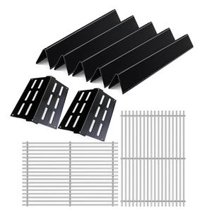 Porcelain Steel Heat Deflectors Flavorizer Bars with 2Pack Cooking Grates for Weber Genesis Grill Replacement Parts E-310 E-320 E-330 S-310 S320 S-330 EP-310 EP-320 7524 7528 7620 7622 Replace
