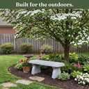 Limestone White Patio Bench - Small Outdoor Bench - Front Porch Seating for Garden Yard - Outdoor Seat Backless Decorative Pedestal Patio Furniture - Weather Resistant Realistic Stone Look, 17" Height