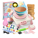 Skirfy Pottery Wheel for Kids Beginners with Light,Arts and Crafts for Kids Ages 8-12,Ceramic Wheel with Painting Kit, Adjustable Speed,Birthday Christmas Thanksgiving Gift for Girls Boys Age 6+