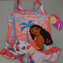 Disney Princess Moana Girls Swimsuit UPF 50+ One Piece Bathing Suit for Toddler and Big Kids (3T, Orange)