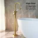 Freestanding Bathtub Faucet Brushed Gold Floor Mount Tub Filler Faucets High Flow 11.9GAL with Handheld Shower Spayer RIGOBAL