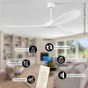 60'' Ceiling Fan No Light with Remote Control,Outdoor Ceiling Fan with DC Reversible and Silent Motor,3 Plastic Blades,Modern White Fan for Patios,Living Room,Bedroom