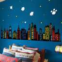 Decalmile Colorful City Skyline Wall Decals Hero City Building Stars Wall Stickers Bedroom Playroom Toddler Room Wall Decor