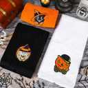 3 Pcs Halloween Hand Towels Embroidered Towel 3 Colors Vintage Cartoon Absorbent Bath Towel for Halloween Holiday Baking Cooking, 29.5 x 13.7 Inch