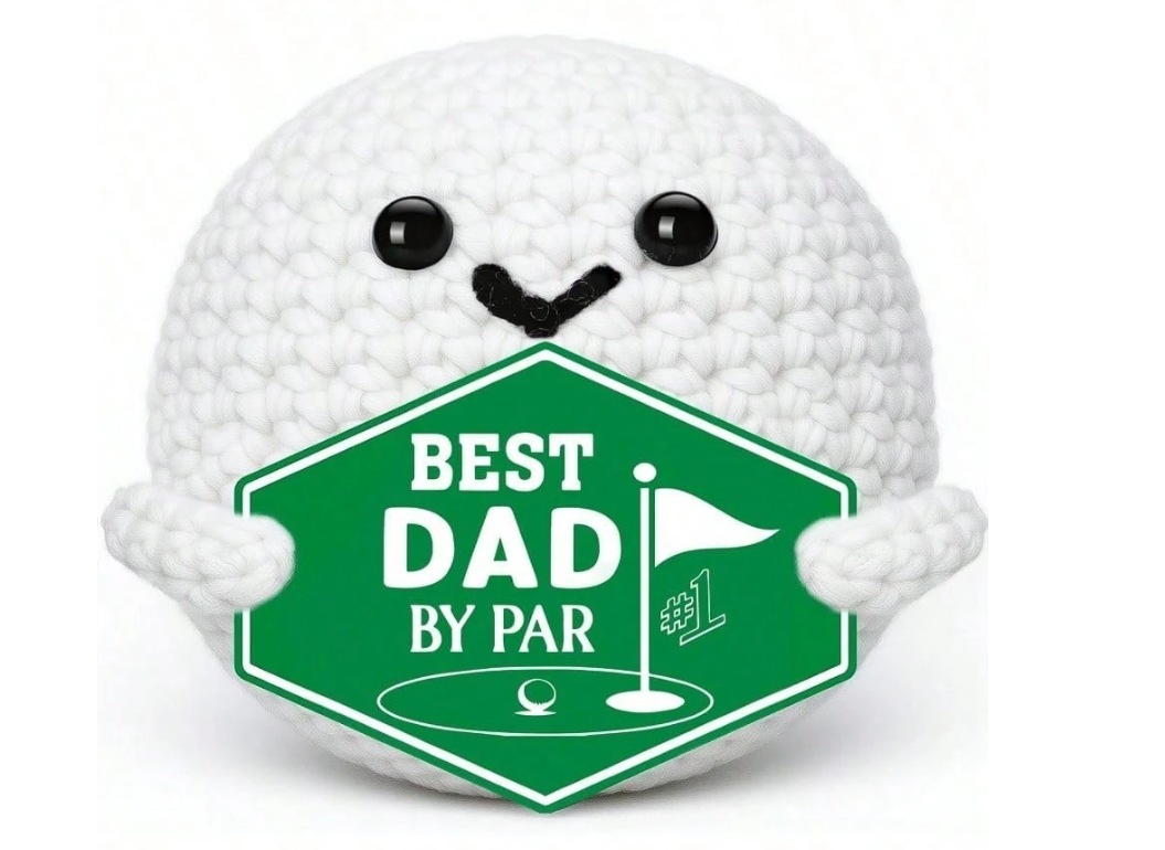 Roshtia Christmas Golf Best Dad by Par Handmade Knitted Crochet Golf Ball & 20oz Stainless Steel Tumbler Present Set Funny Birthday Gifts for Men Golfers Daddy Father Papa