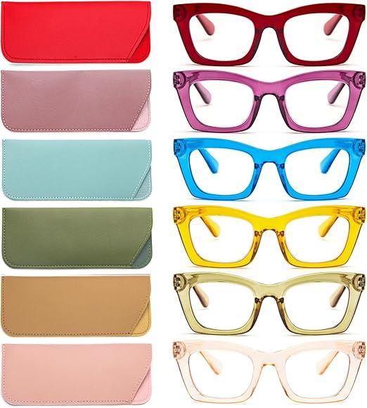 REAVEE 6 Pack Oprah Style Reading Glasses for Women Blue Light Blocking, Cute Square Computer Readers with Spring Hinge
Amazon's Choice